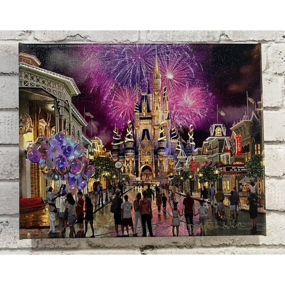 WDW 50th Anniversary Main Street Magic Kingdom Thomas Kinkade Canvas Wrap 10X8